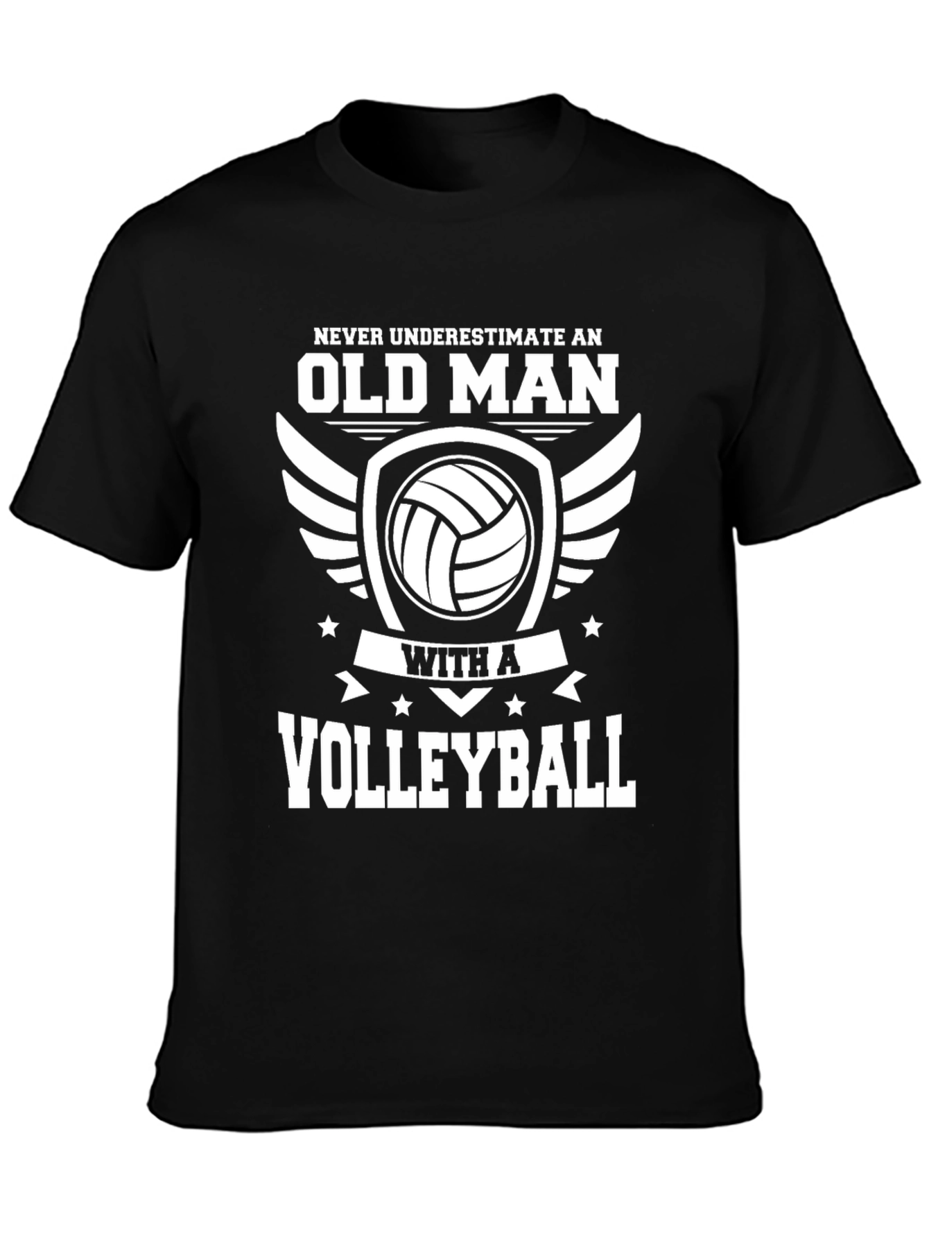 Black Old Man Volleyball Graphic T-Shirt view 3