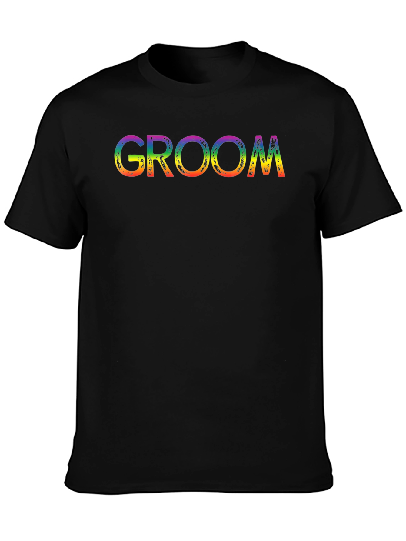 Black Groom Rainbow Text Black T-Shirt view 3
