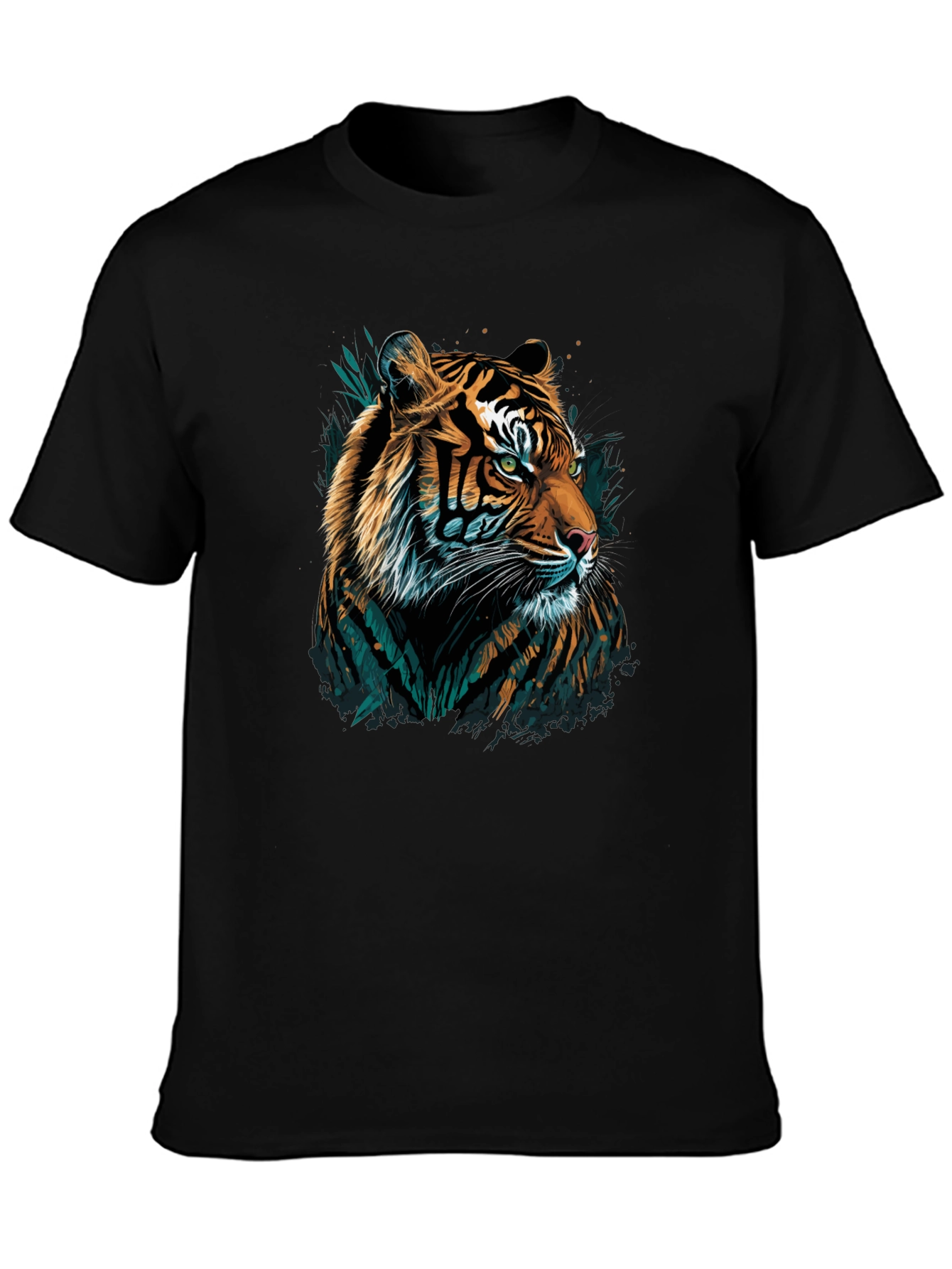 Black Tiger Graphic Tee - Men's Black Crew Neck T-Shirt view 3