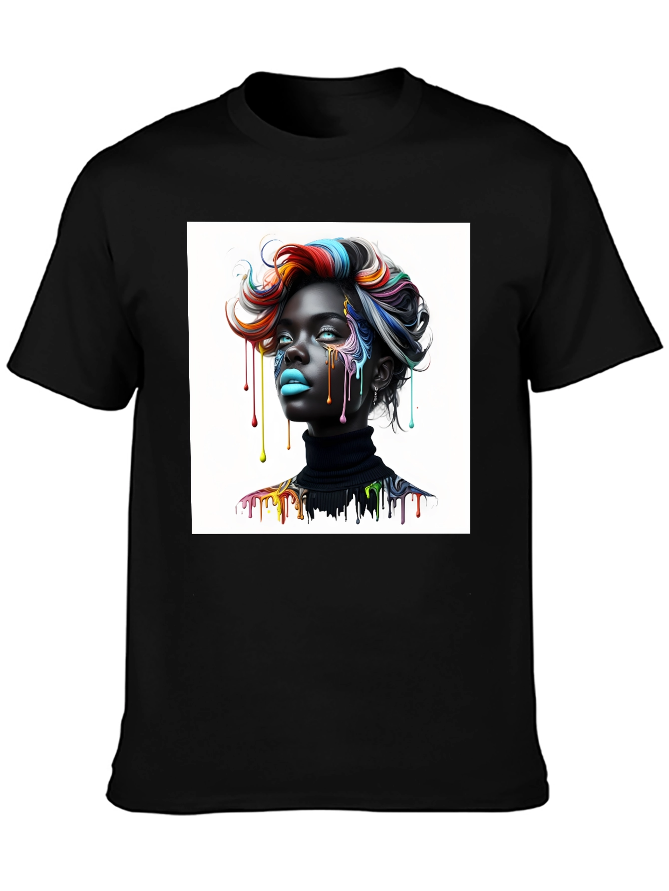 Black Artistic Woman Graphic Tee - Black view 3