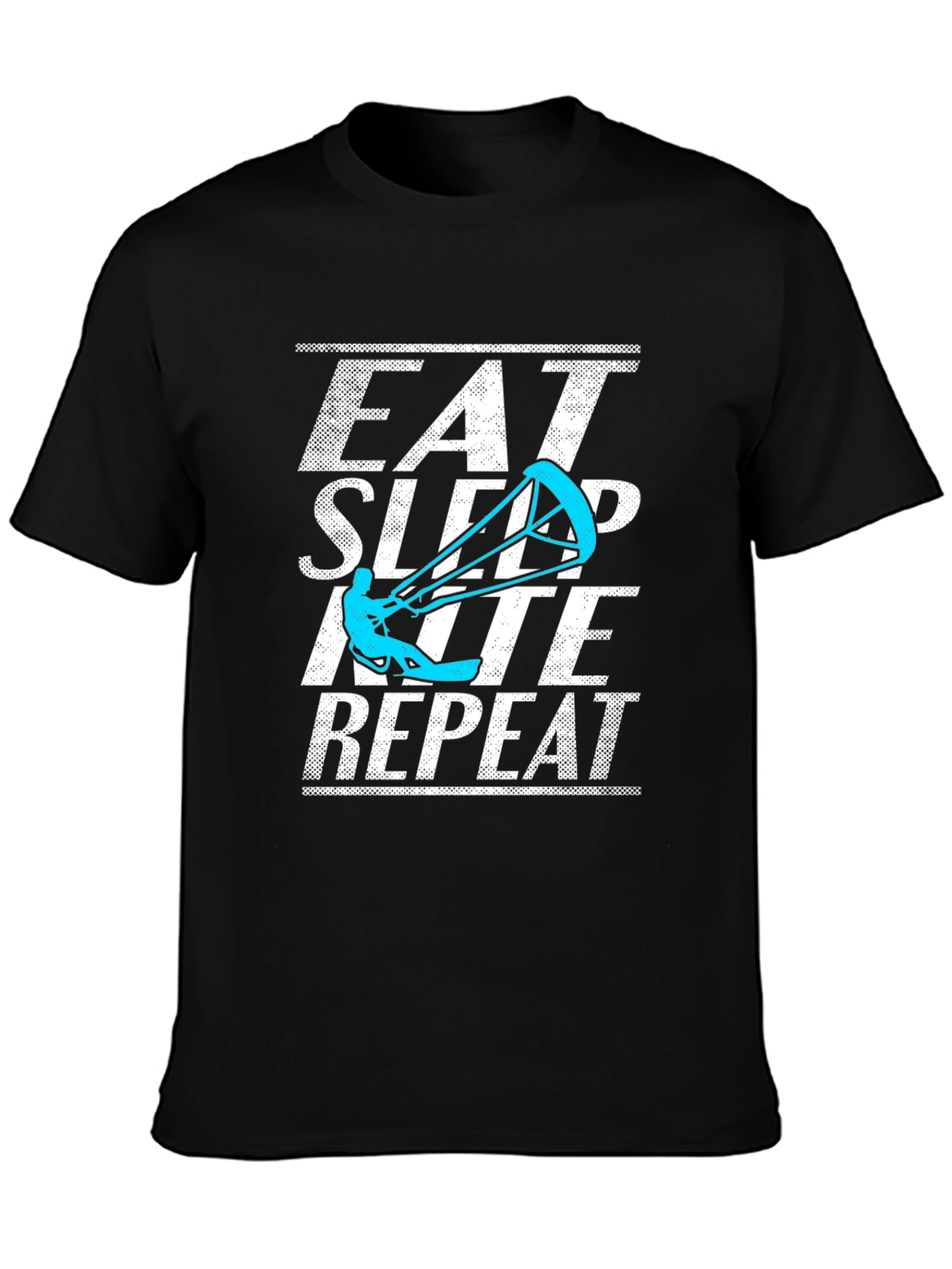 Black Eat Sleep Kite Repeat Graphic Tee view 3