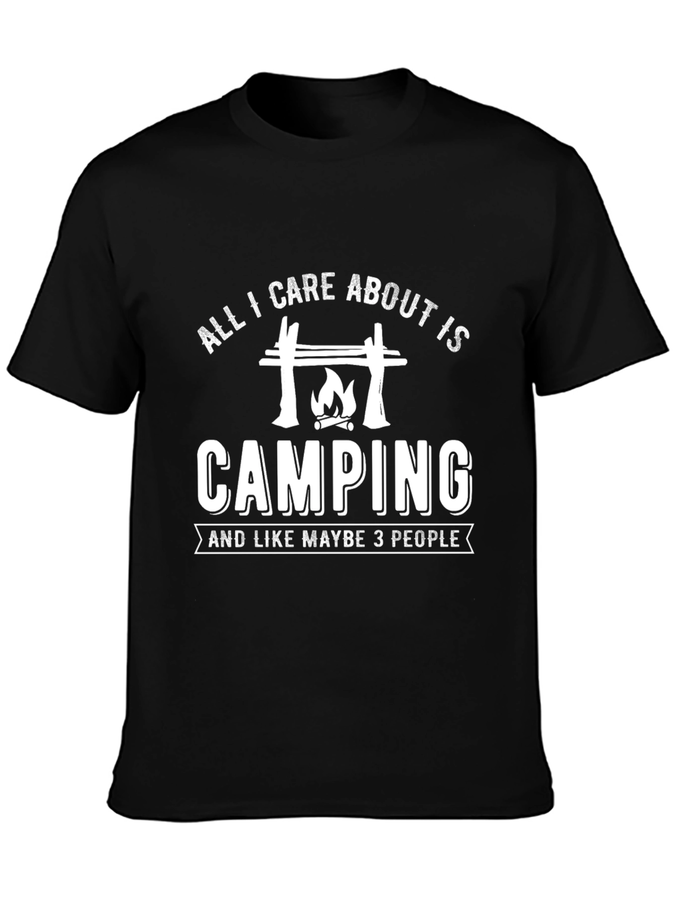 Black Camping Graphic T-Shirt - All I Care About view 3