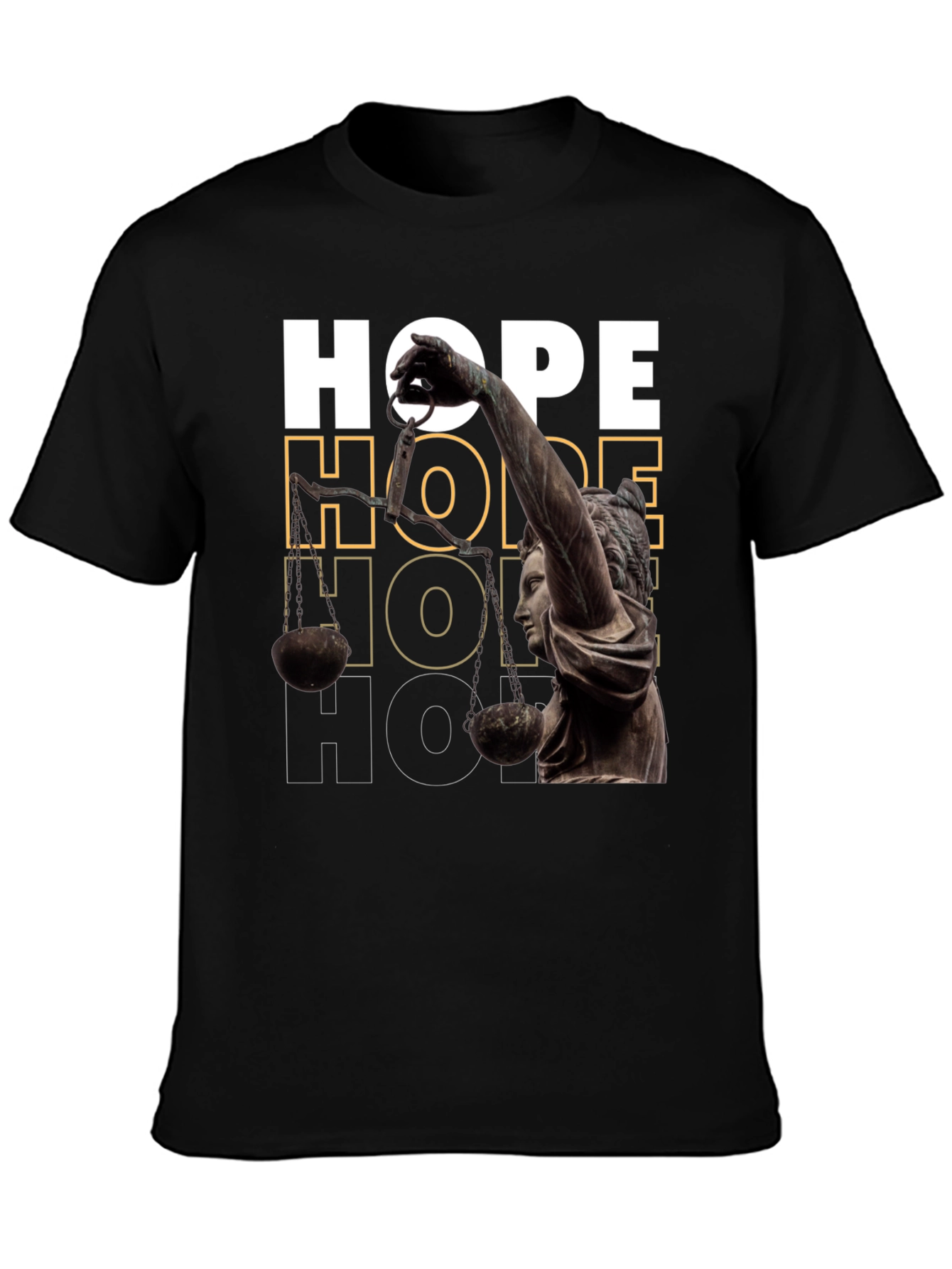 Black Hope Justice T-Shirt - Black Graphic Tee view 3