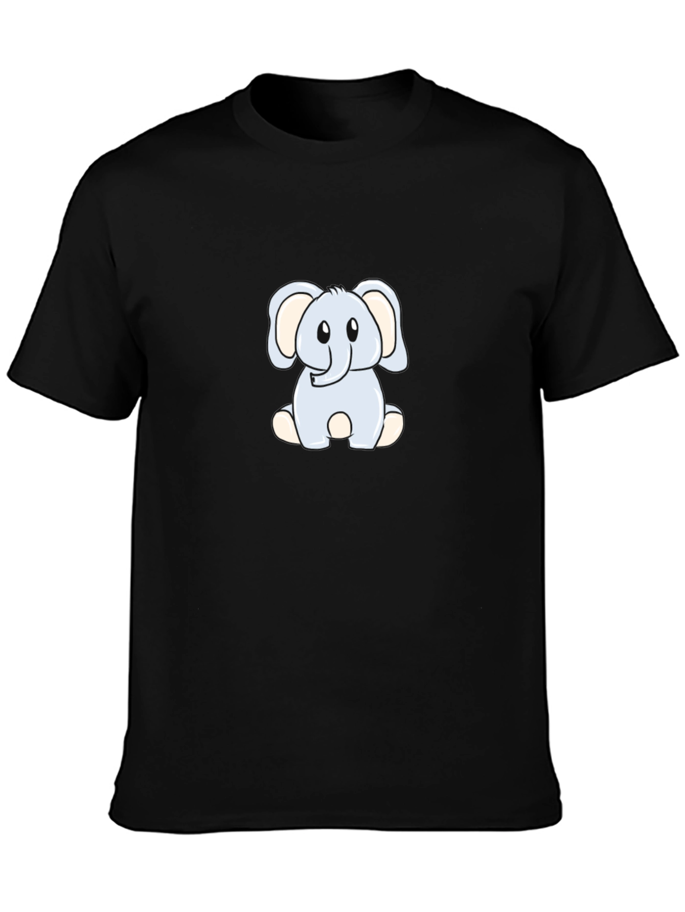 Black Cute Elephant Graphic Tee - Black Cotton Shirt view 3