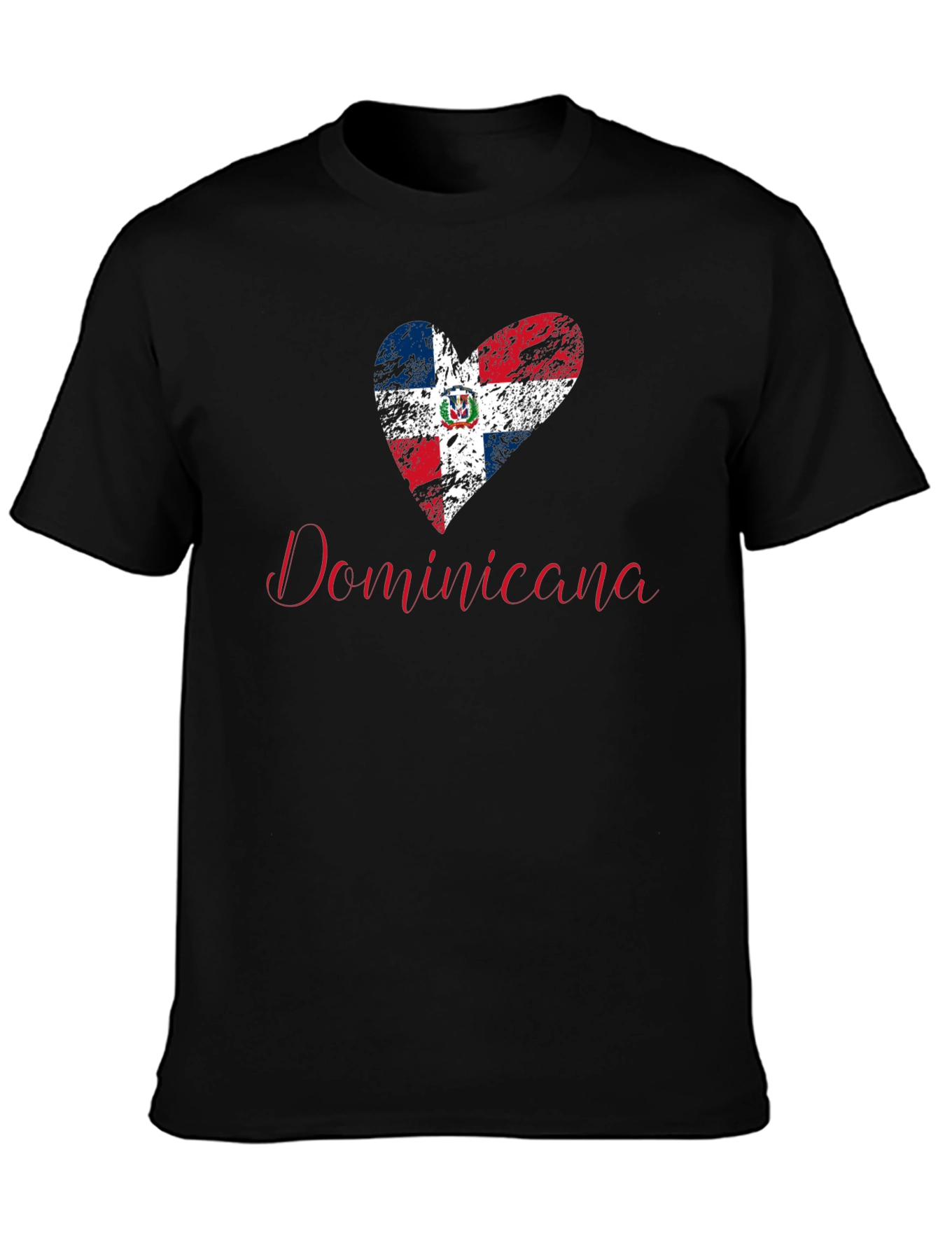 Black Dominicana Heart Flag T-Shirt - Patriotic Pride view 3