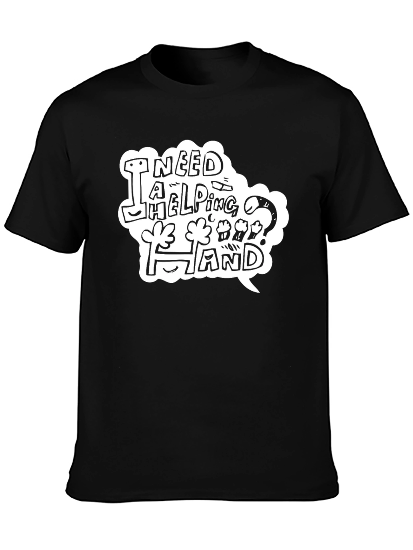 Black I Need A Helping Hand Black T-Shirt view 3