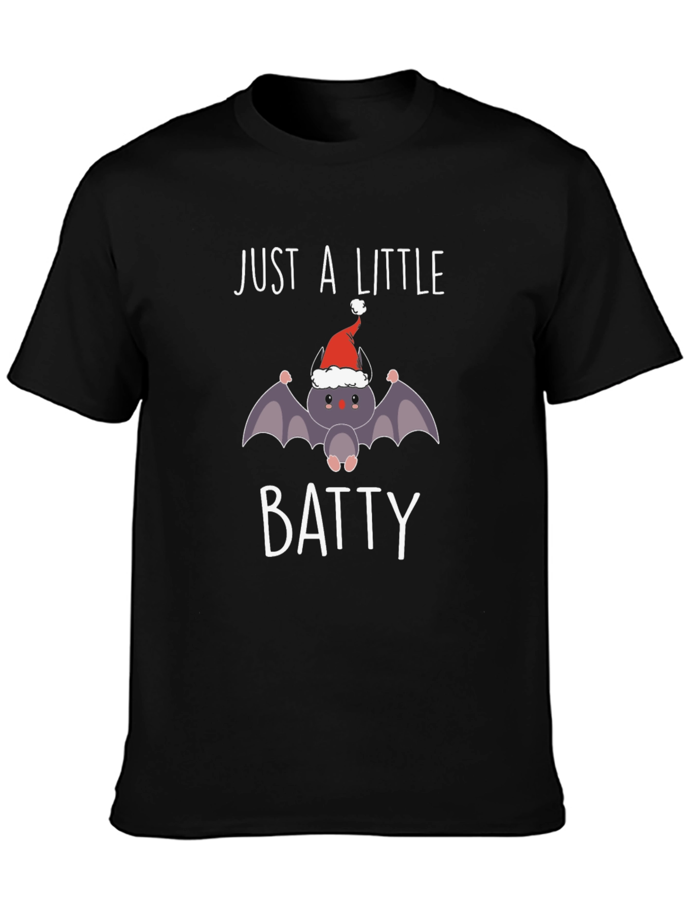Black Just a Little Batty Christmas T-Shirt view 3