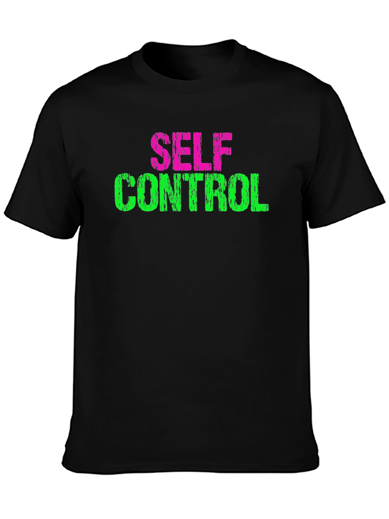 Black Self Control Graphic Tee - Black Cotton T-Shirt view 3