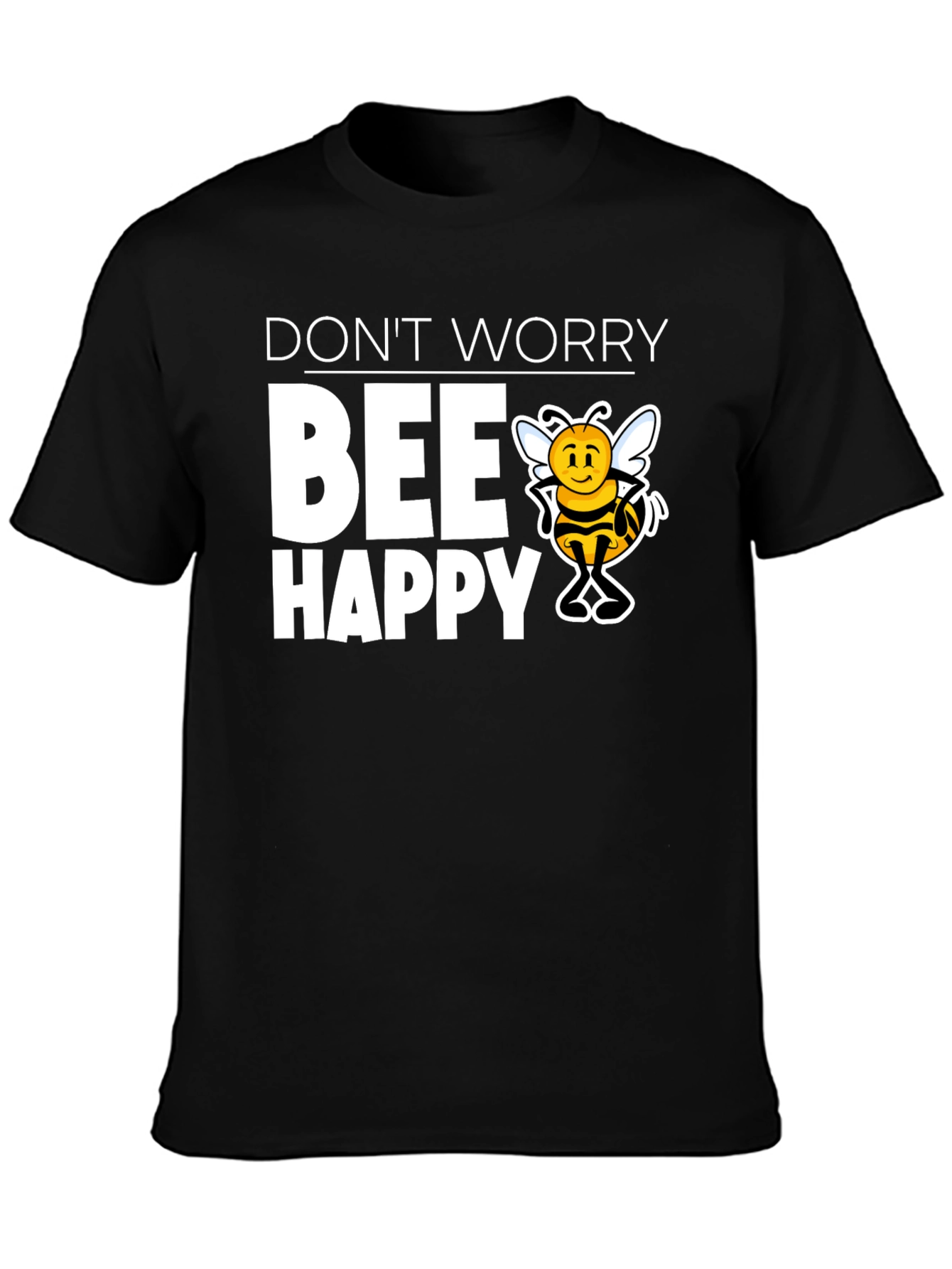 Black Don't Worry BEE Happy Graphic T-Shirt view 3
