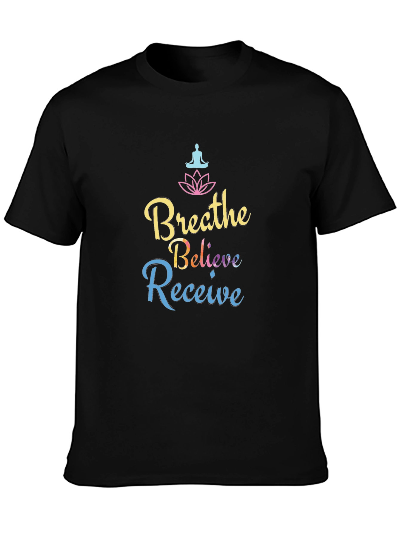 Black Breathe Believe Receive Graphic Tee - Yoga Shirt view 3