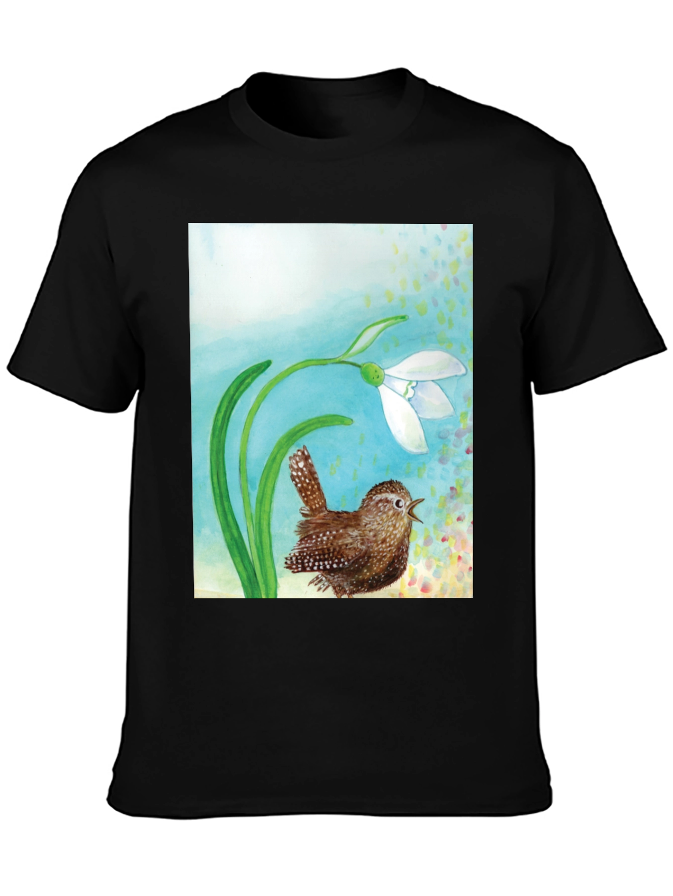 Black Snowdrop and Wren T-Shirt view 3