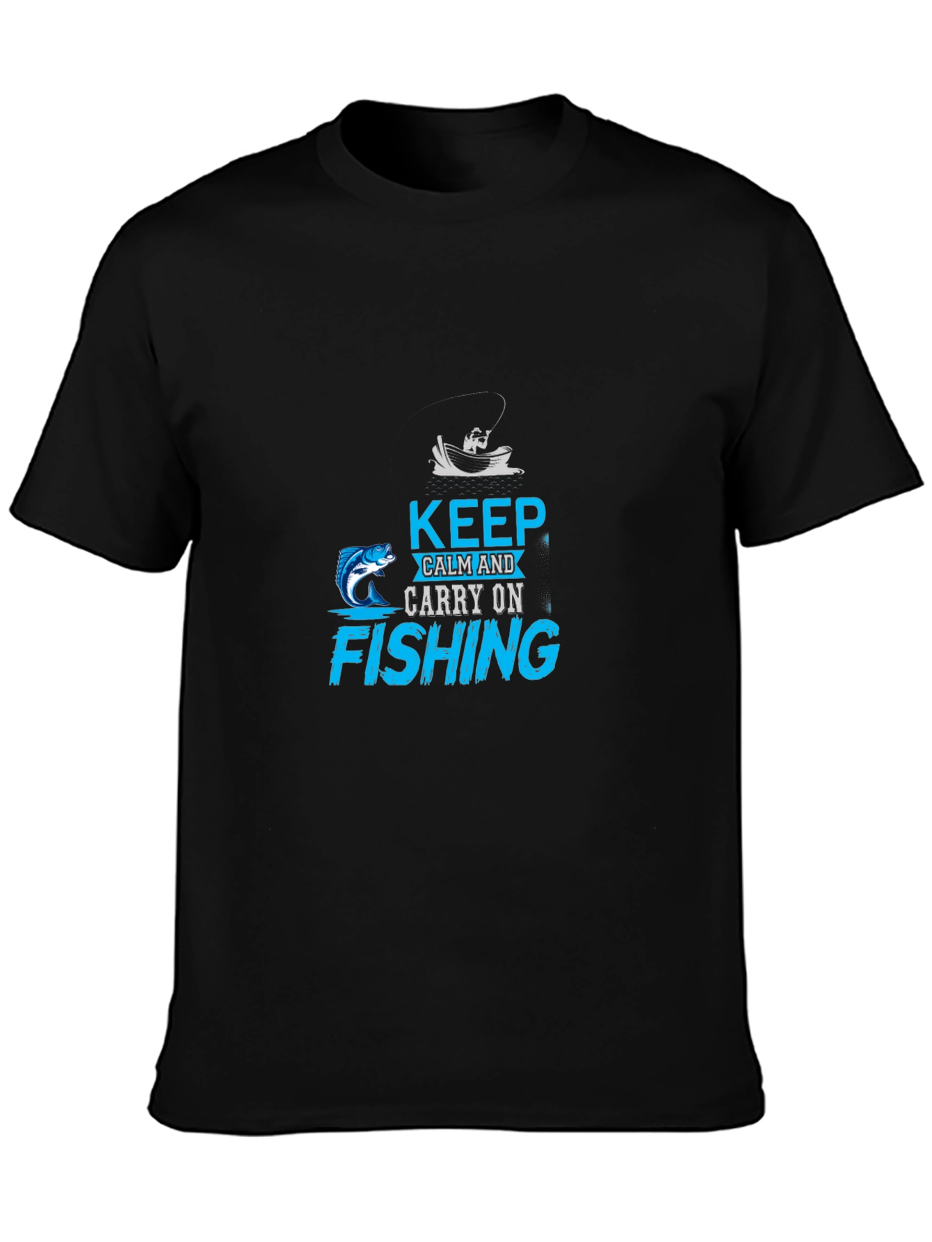 Black Keep Calm Fishing T-Shirt - Angler Gift view 3