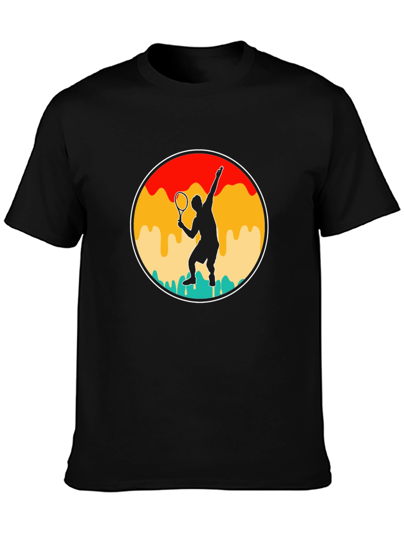Black Retro Tennis Player T-Shirt - Serve in Style! view 3
