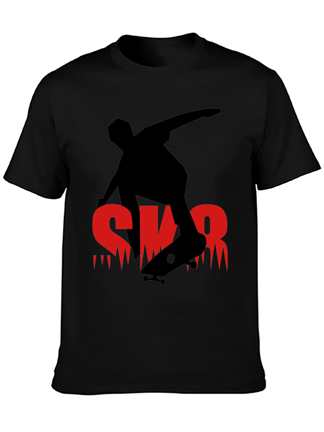 Black Skateboarder Graphic Tee - Black Casual Shirt view 3