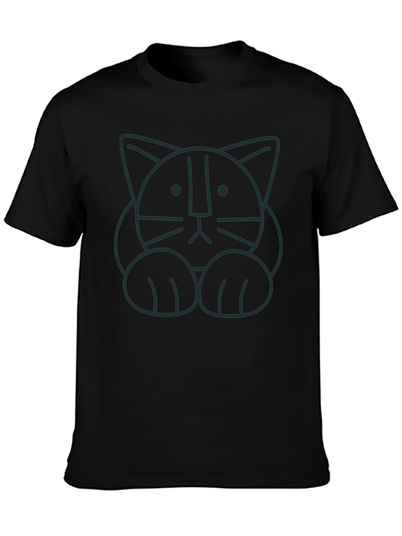Black Minimalist Cat Graphic T-Shirt - Soft Cotton Tee view 3