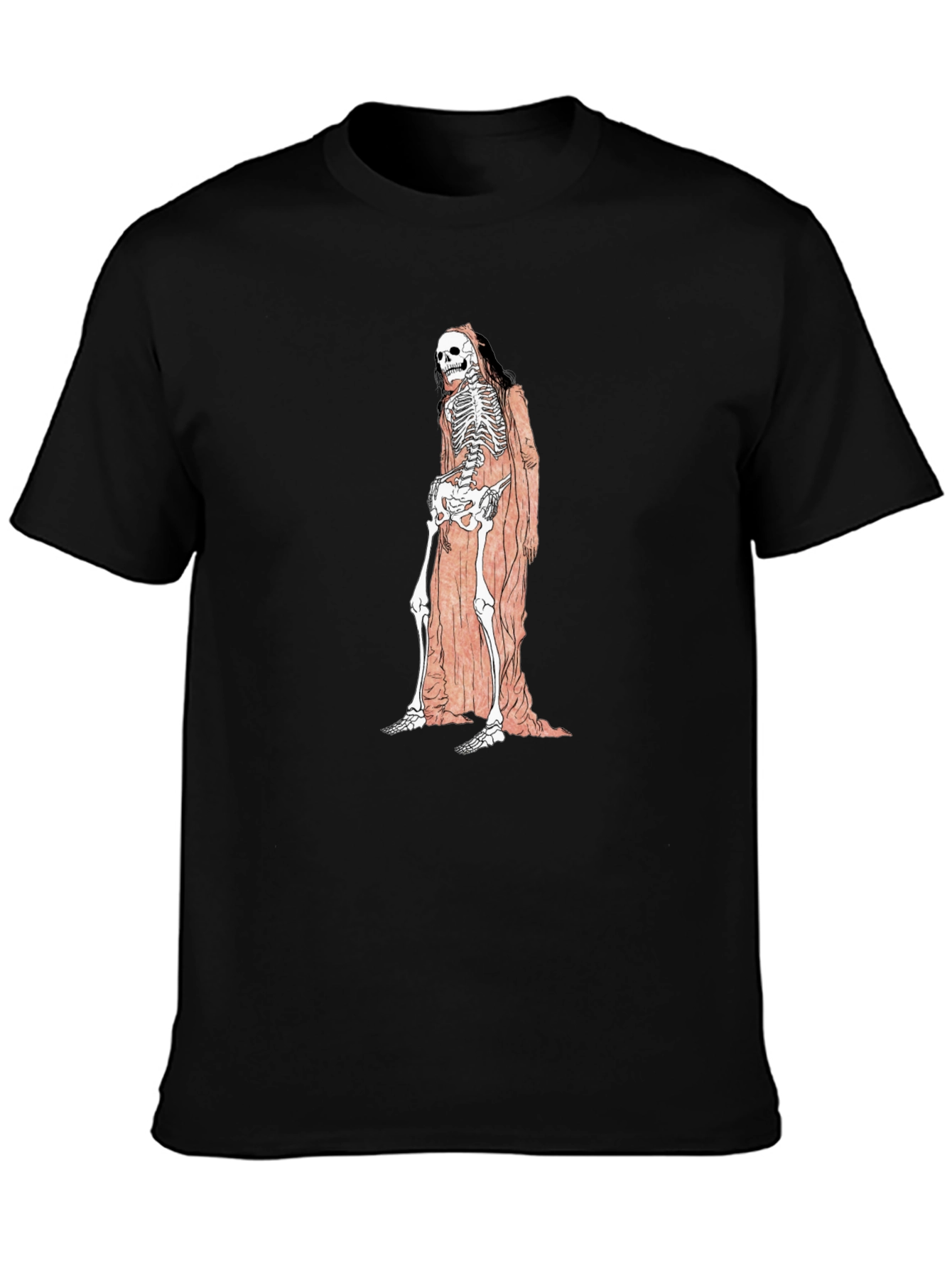 Black Grim Reaper Skeleton Graphic Tee - Unisex Black T-Shirt view 3