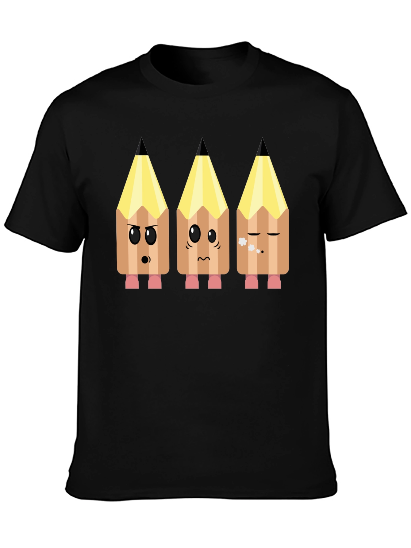 Black Emoji Pencils Graphic Tee view 3