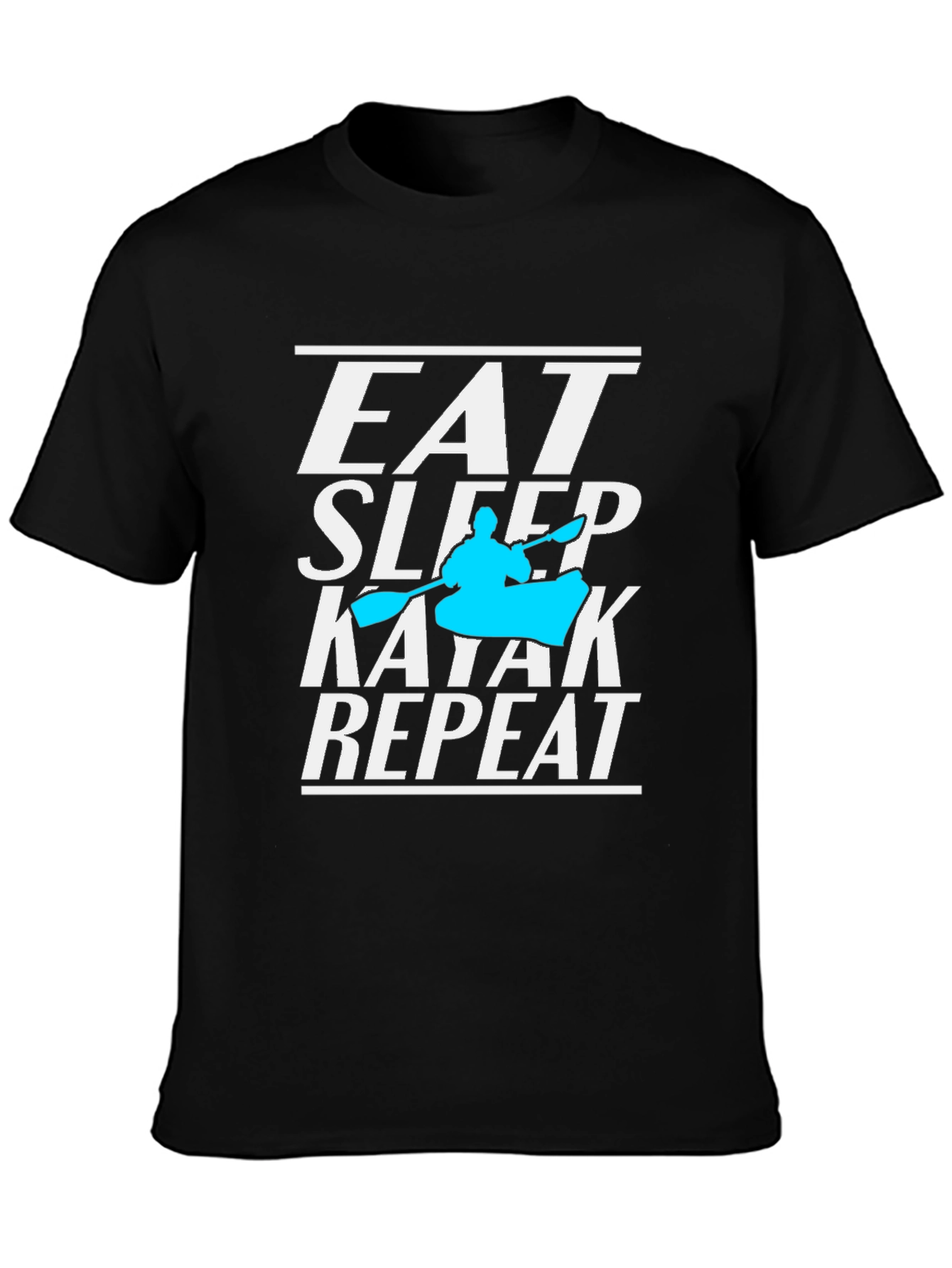 Black Eat Sleep Kayak Repeat T-Shirt, Kayaking Lover Tee view 3