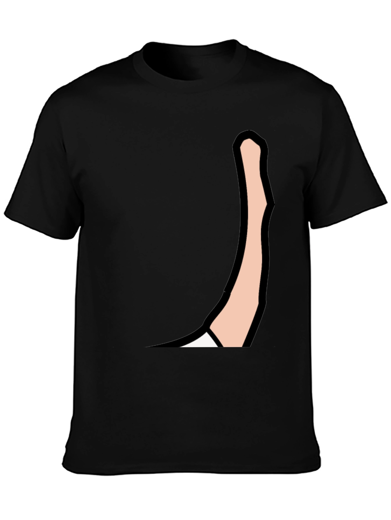 Black Men's Black Graphic Tee: Cartoon Arm Design view 3