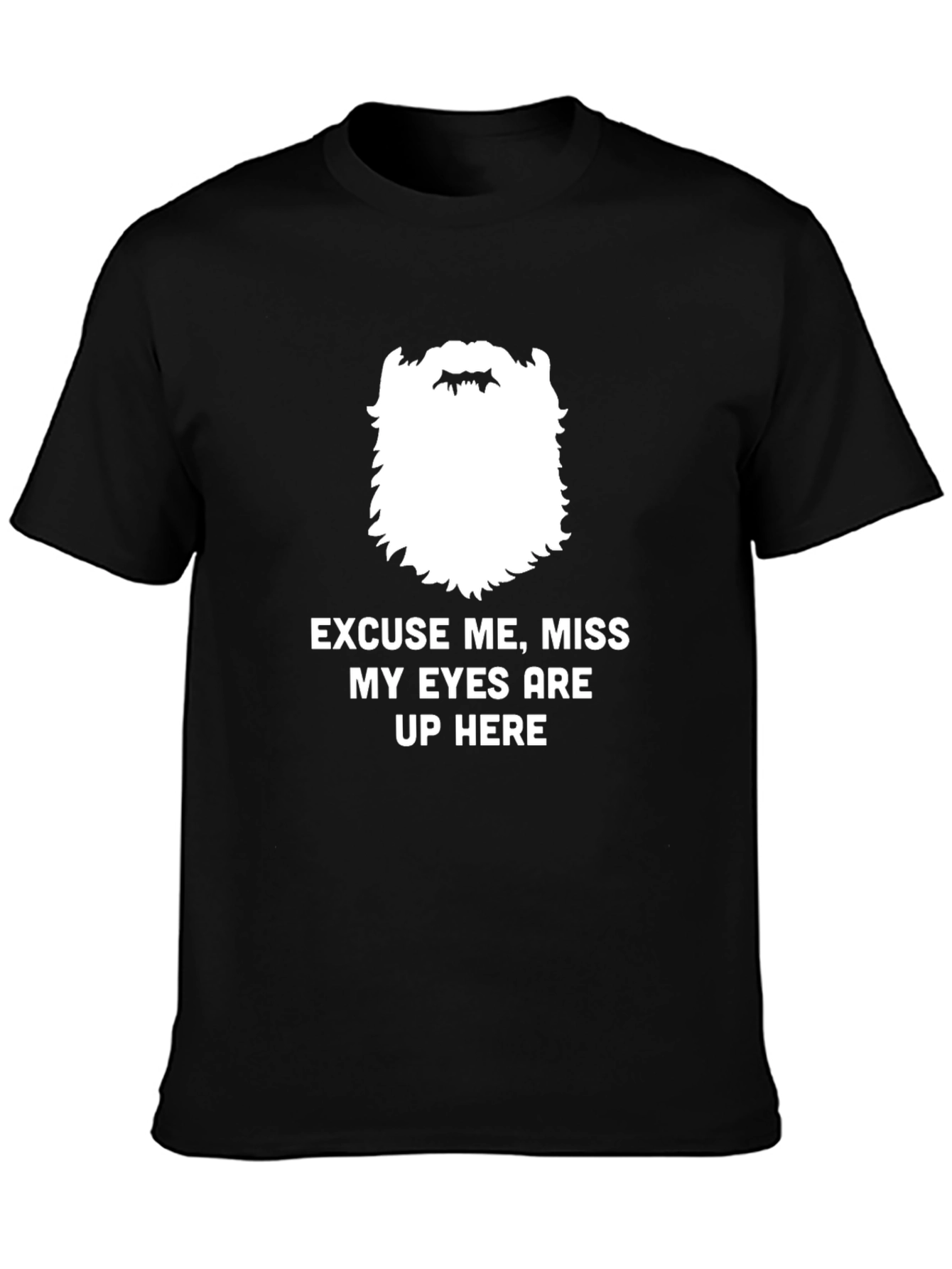 Black Funny Bearded Men's "Eyes Up Here" Graphic Tee view 3
