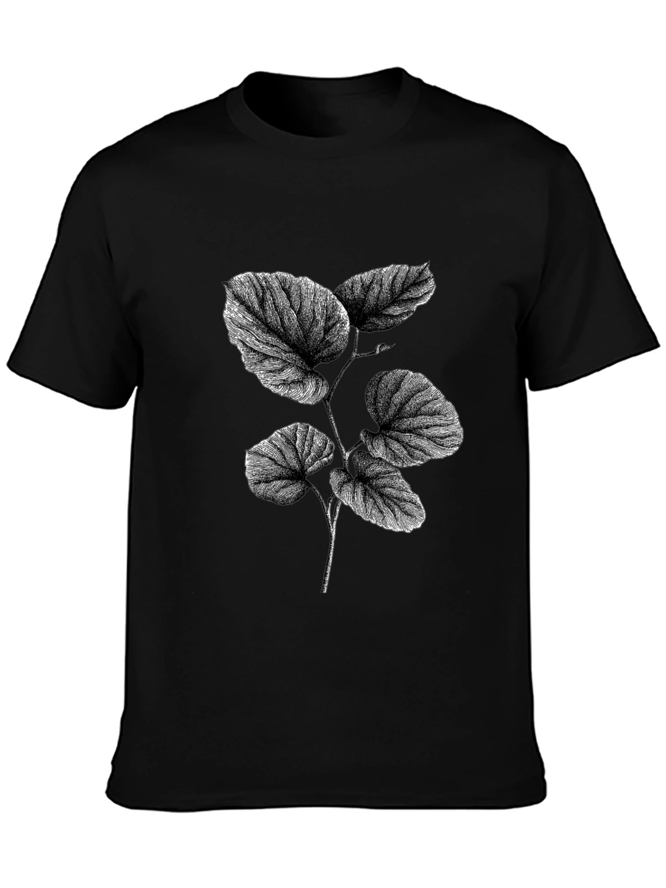 Black Botanical Print Black T-Shirt view 3