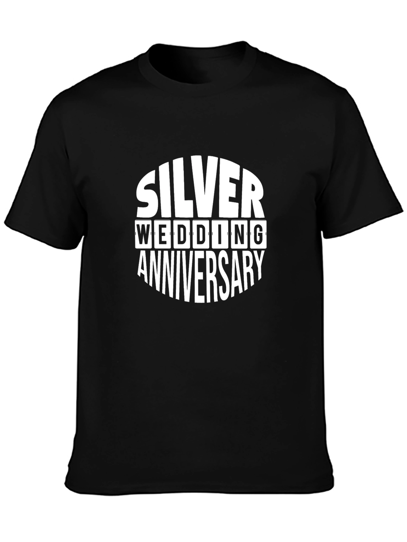 Black Silver Wedding Anniversary T-Shirt - Black view 3