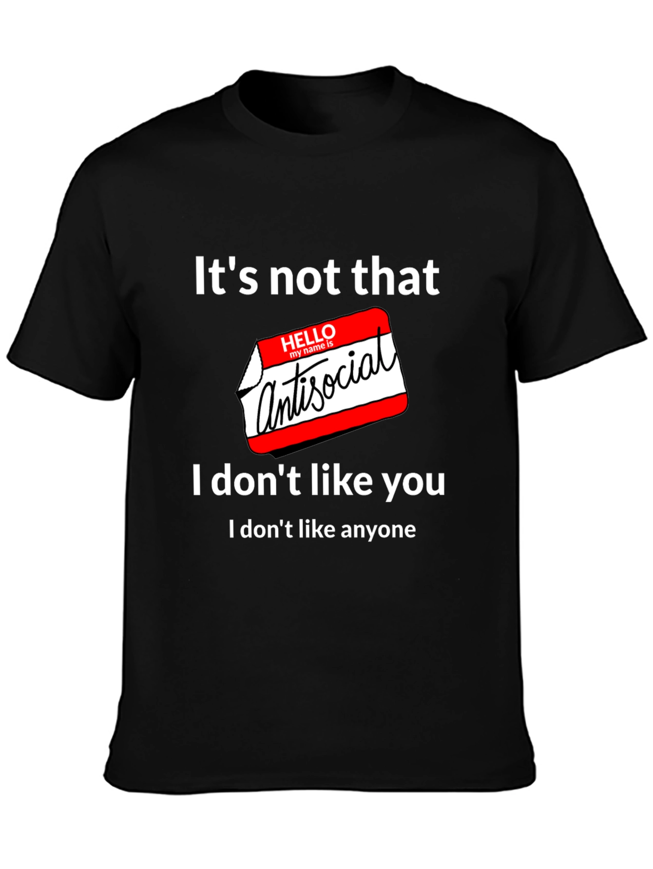 Black Antisocial Graphic T-Shirt - Funny Introvert Tee view 3