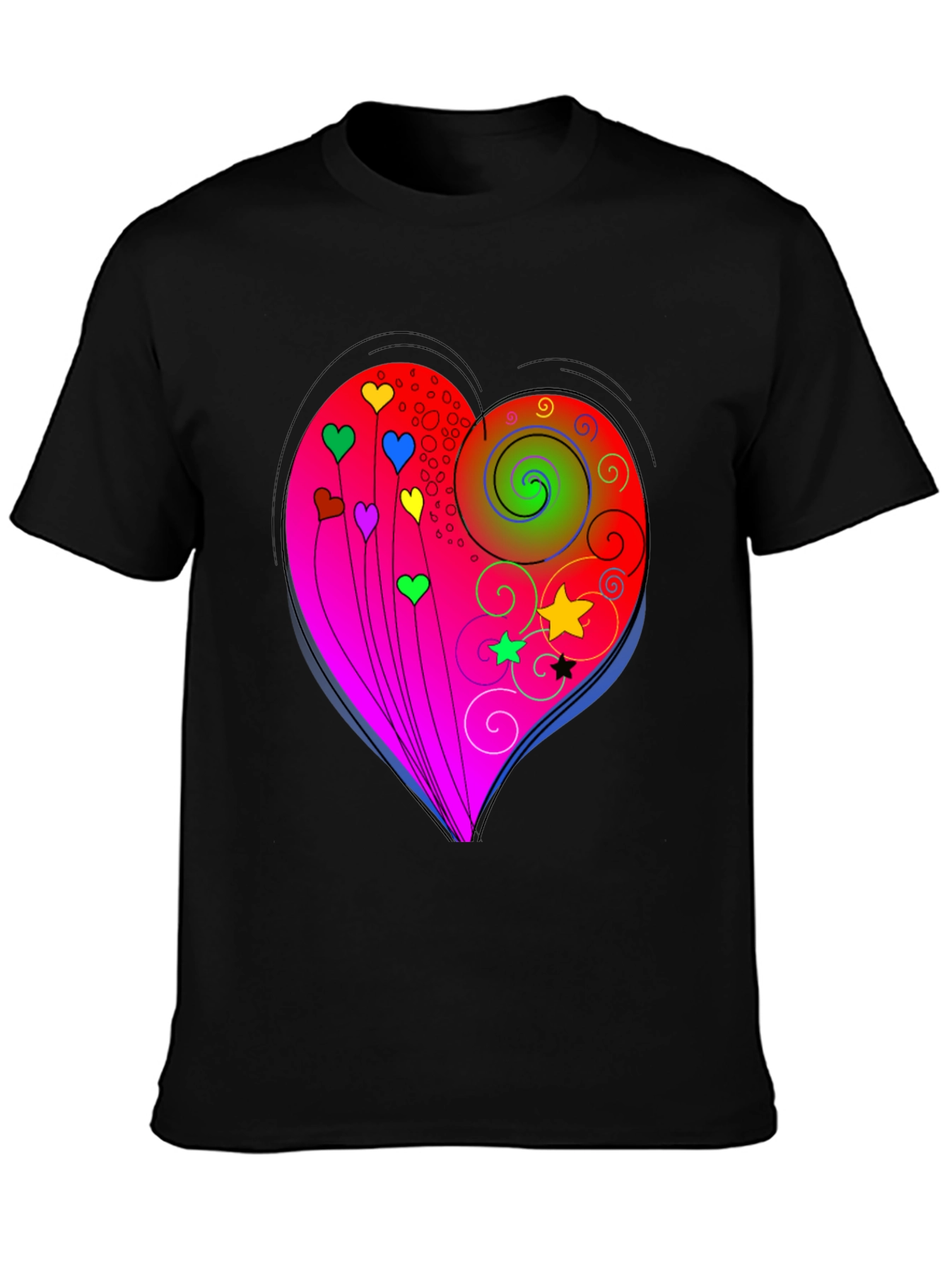 Black Heart Swirls Graphic T-Shirt - Stylish Casual Wear view 3