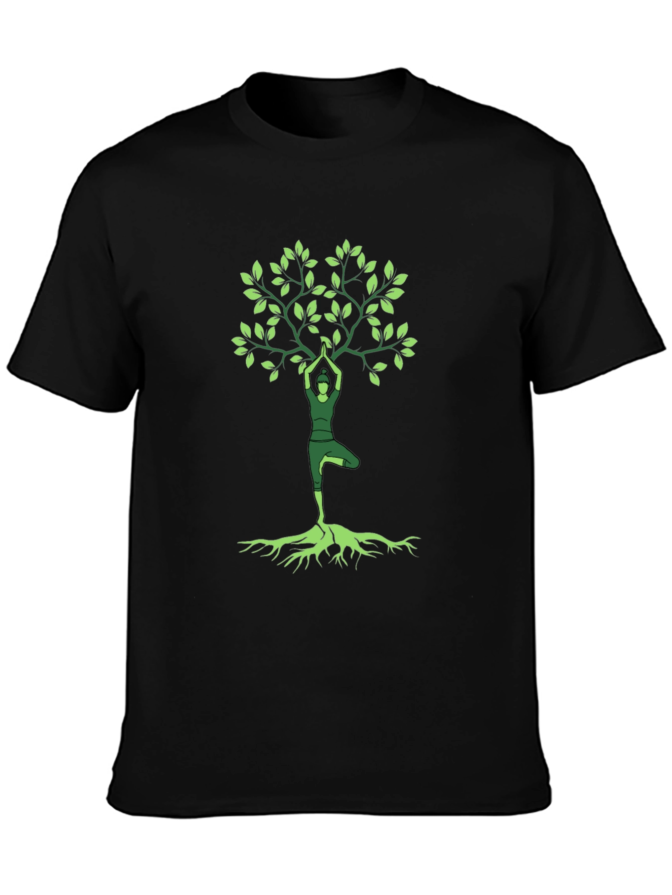 Black Yoga Tree Graphic Tee -  Nature Inspired Unisex Shirt view 3