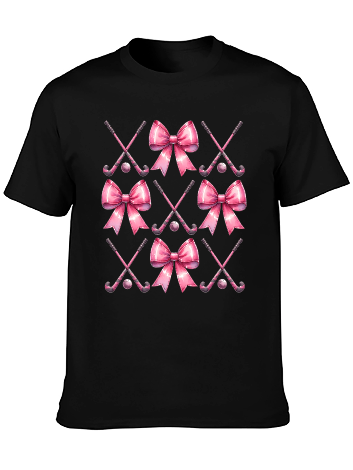 Black Pink Hockey Bow T-Shirt view 3