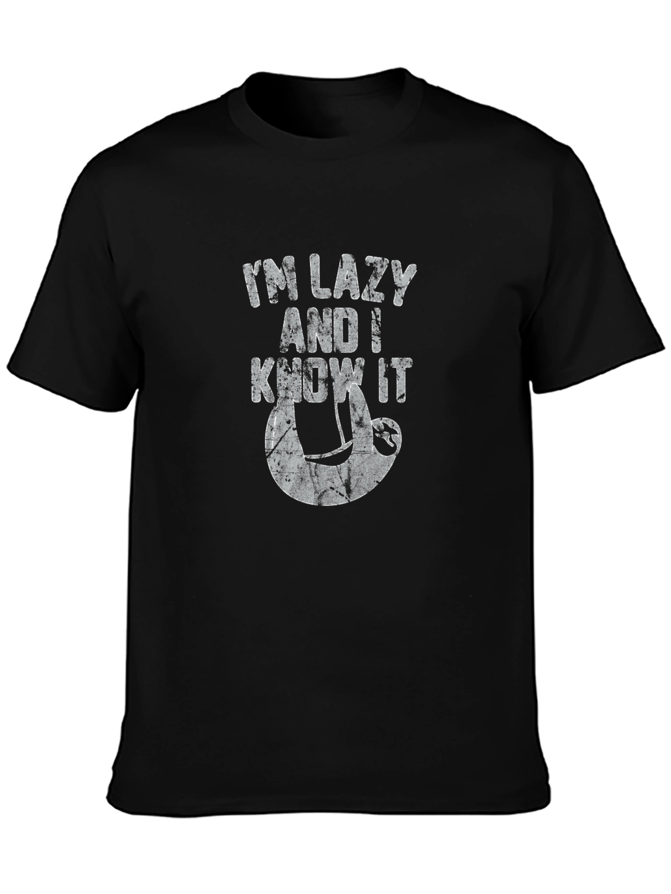 Black I'm Lazy and I Know It Sloth Graphic T-Shirt view 3