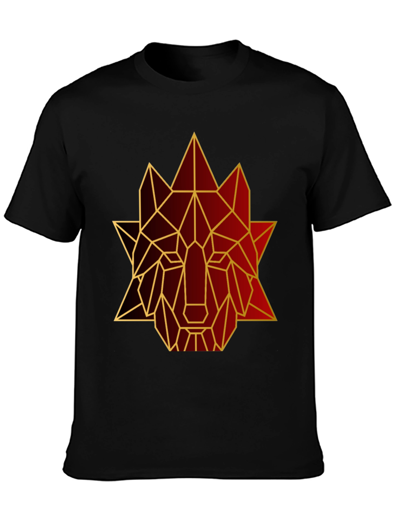 Black Geometric Wolf Graphic Tee - Stylish Men's Black T-Shirt view 3
