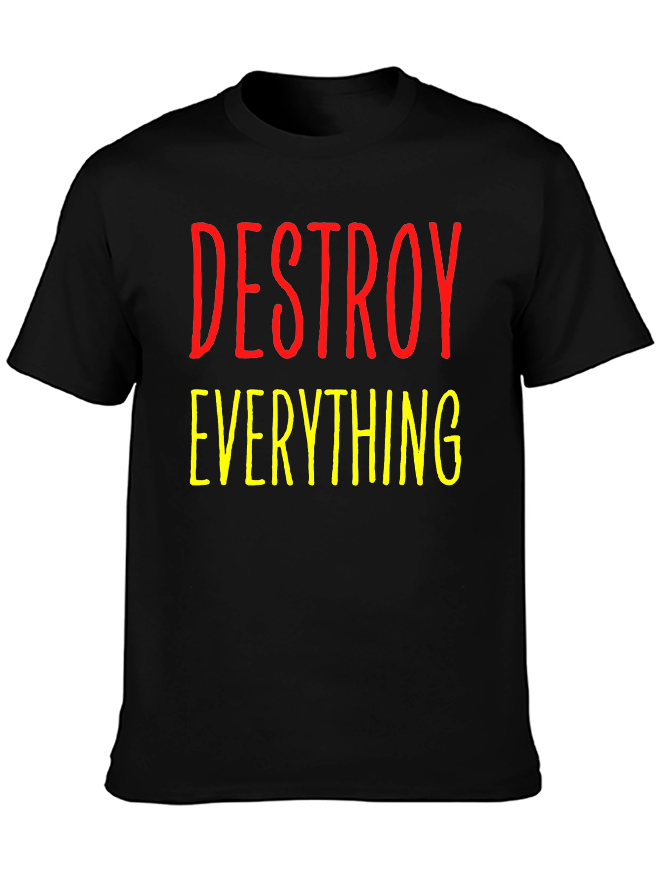 Black Destroy Everything Graphic Tee - Bold Statement Shirt view 3