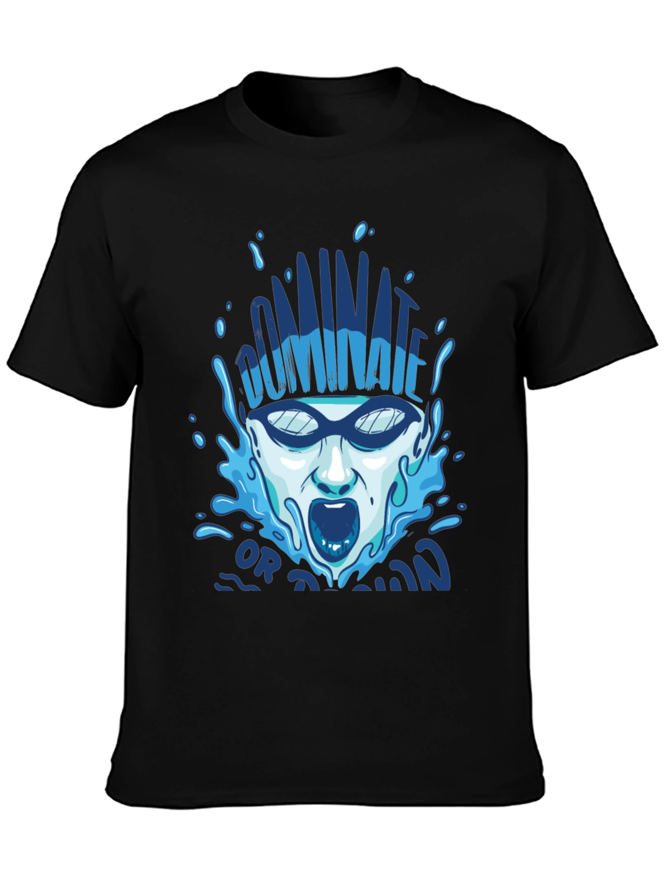 Black Dominate or Drown T-Shirt - Swimmer Graphic Tee view 3