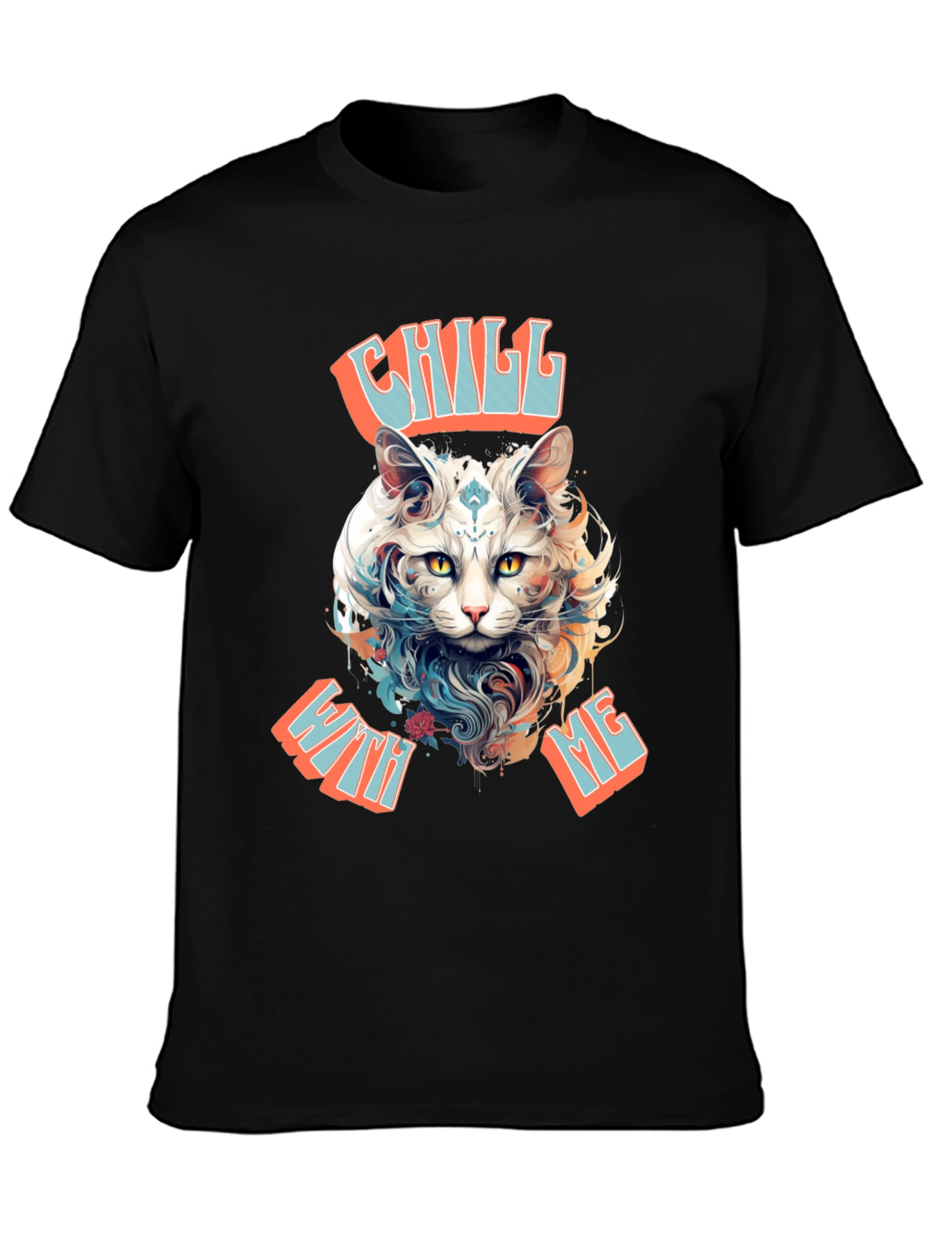 Black Chill With Me Cat Graphic Tee view 3