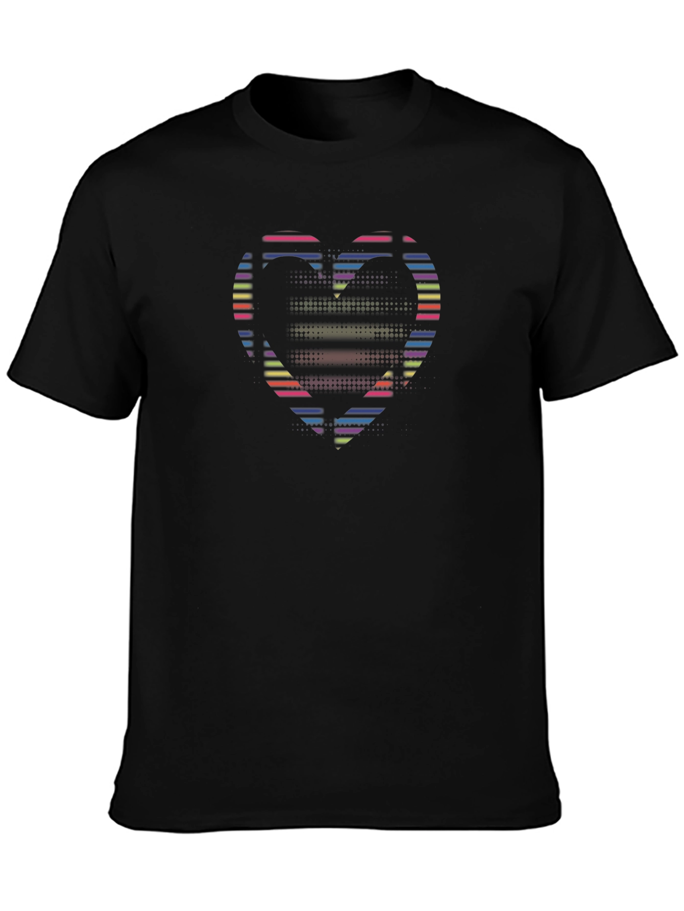 Black Retro Heart Graphic Black Tee view 3
