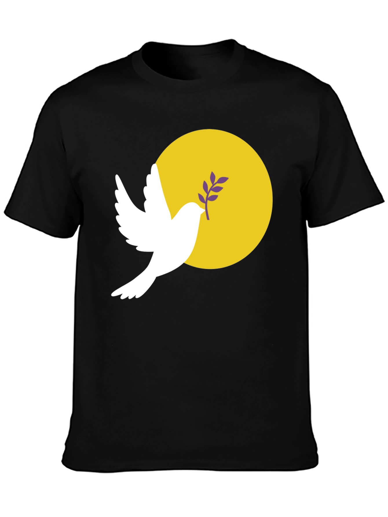 Black Peace Dove Graphic Tee - Stylish Black Cotton Blend T-Shirt view 3