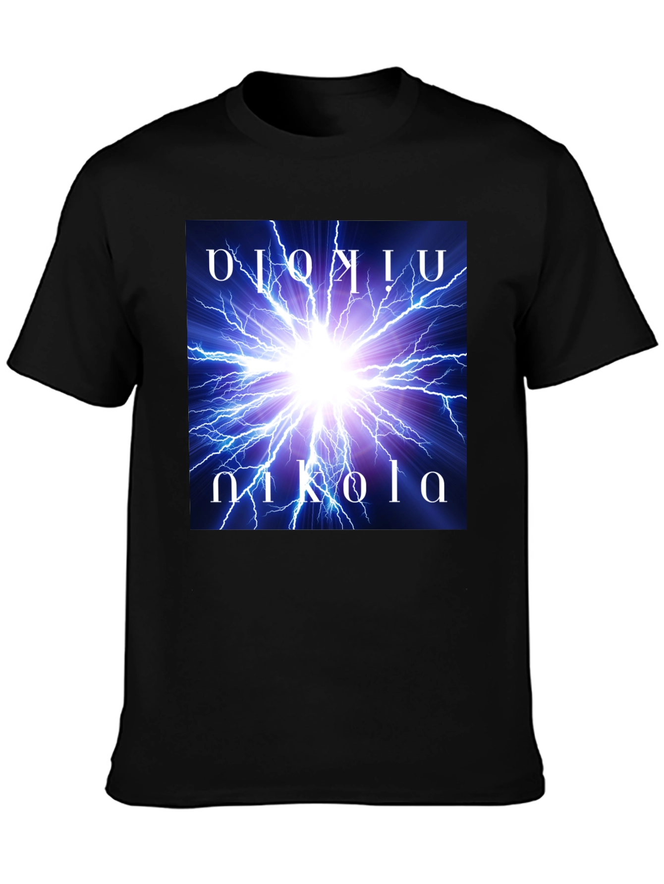 Black Nikola Tesla Lightning Bolt Graphic Tee view 3