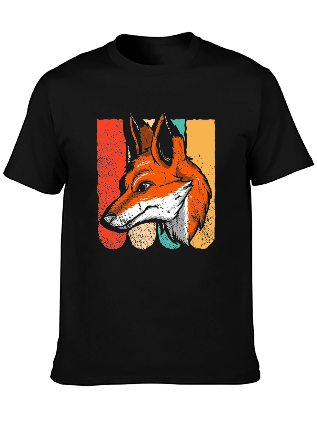 Black Retro Fox Graphic Tee - Cool Animal Design view 3