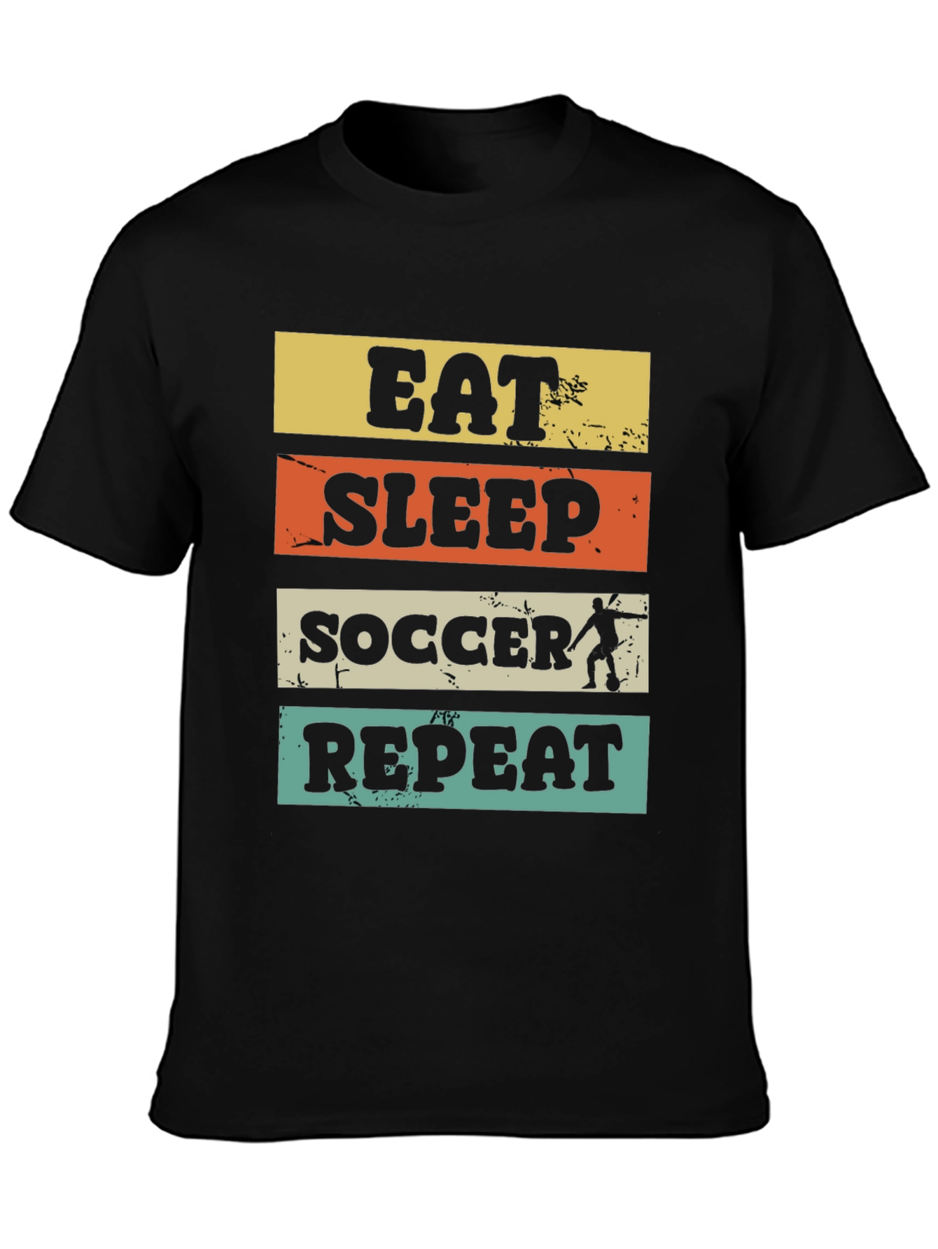 Black Eat Sleep Soccer Repeat Graphic Tee view 3