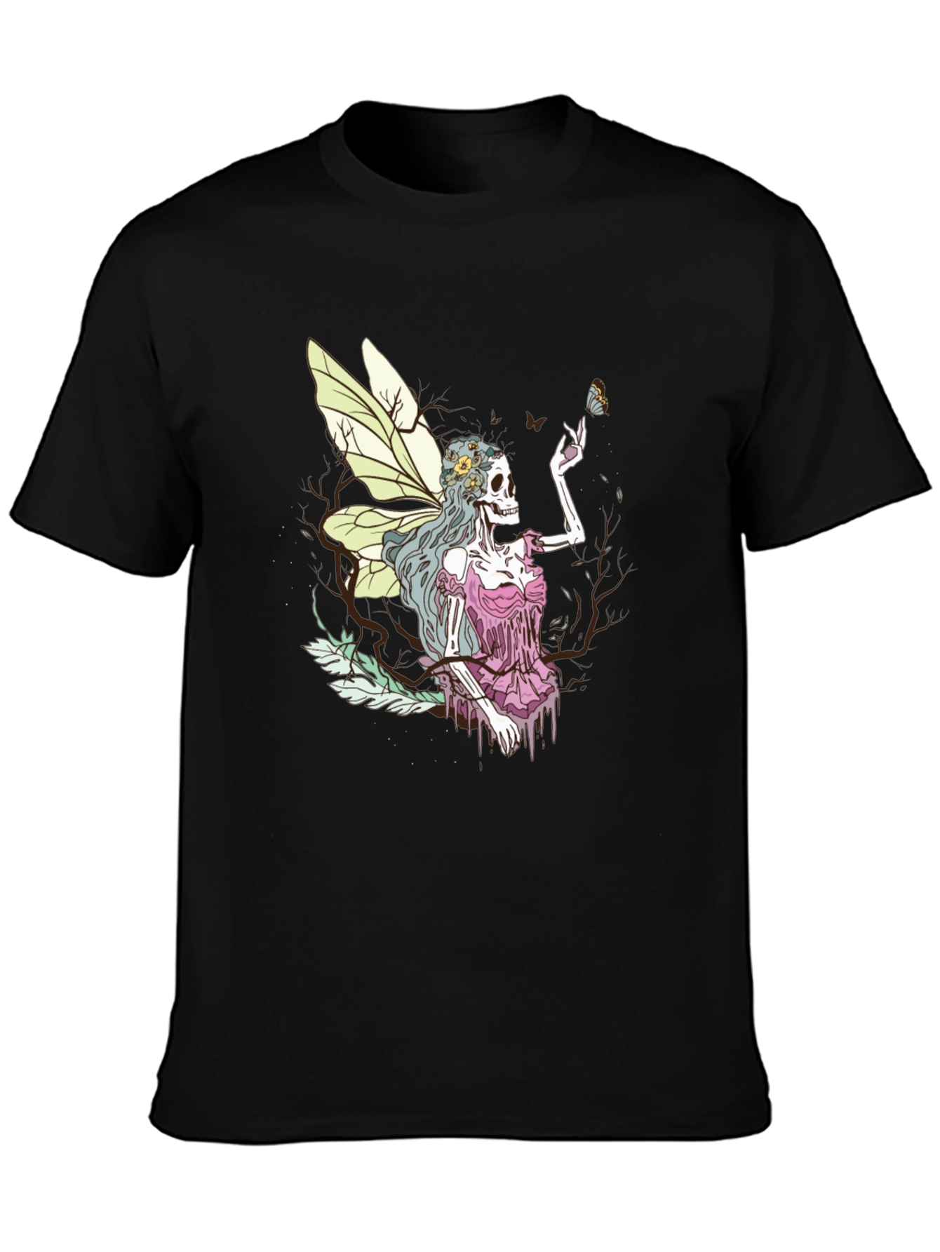 Black Grim Fairy T-Shirt - Skeleton Butterfly Graphic Tee view 3