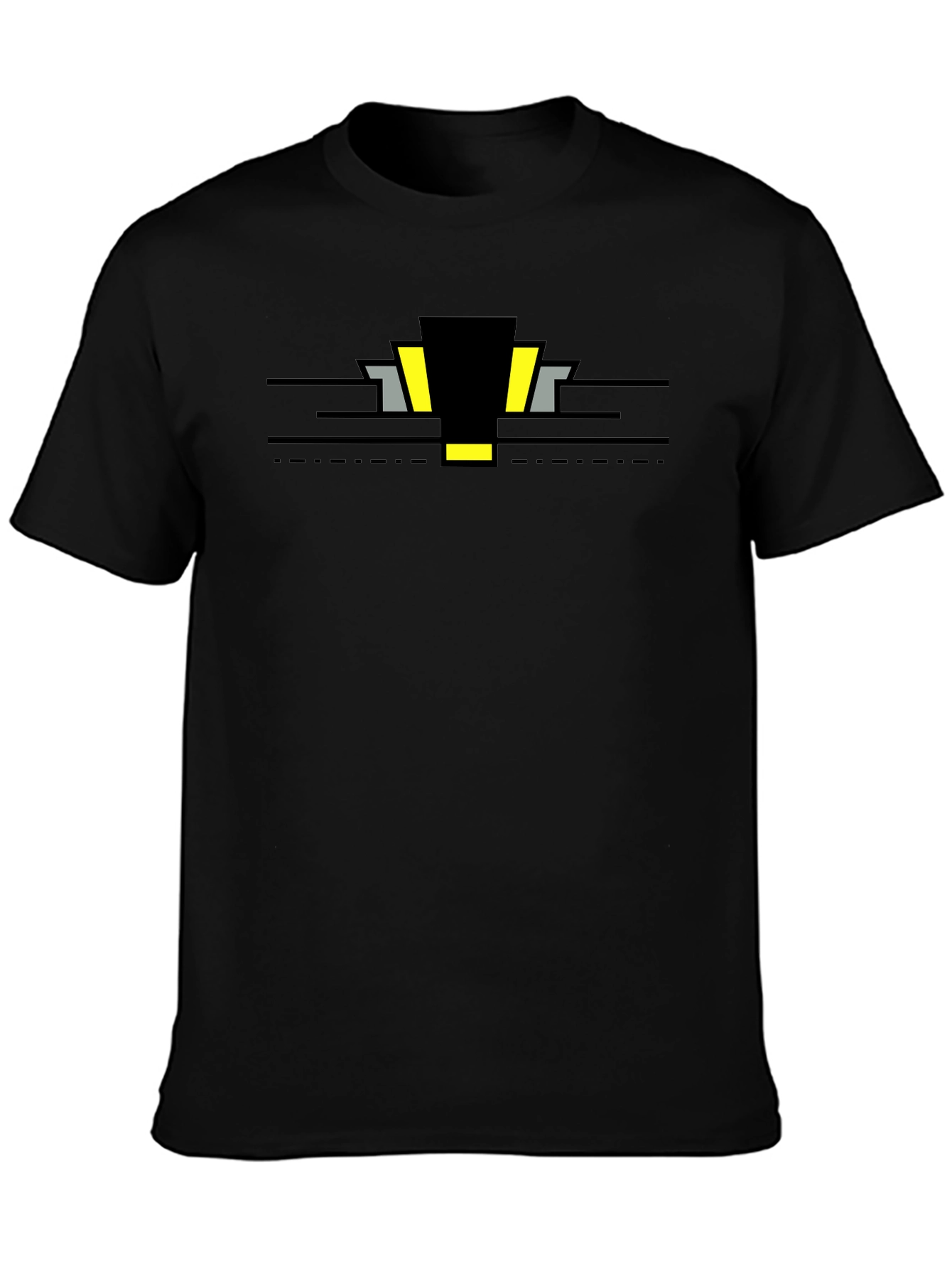 Black Abstract Geometric Black T-Shirt view 3