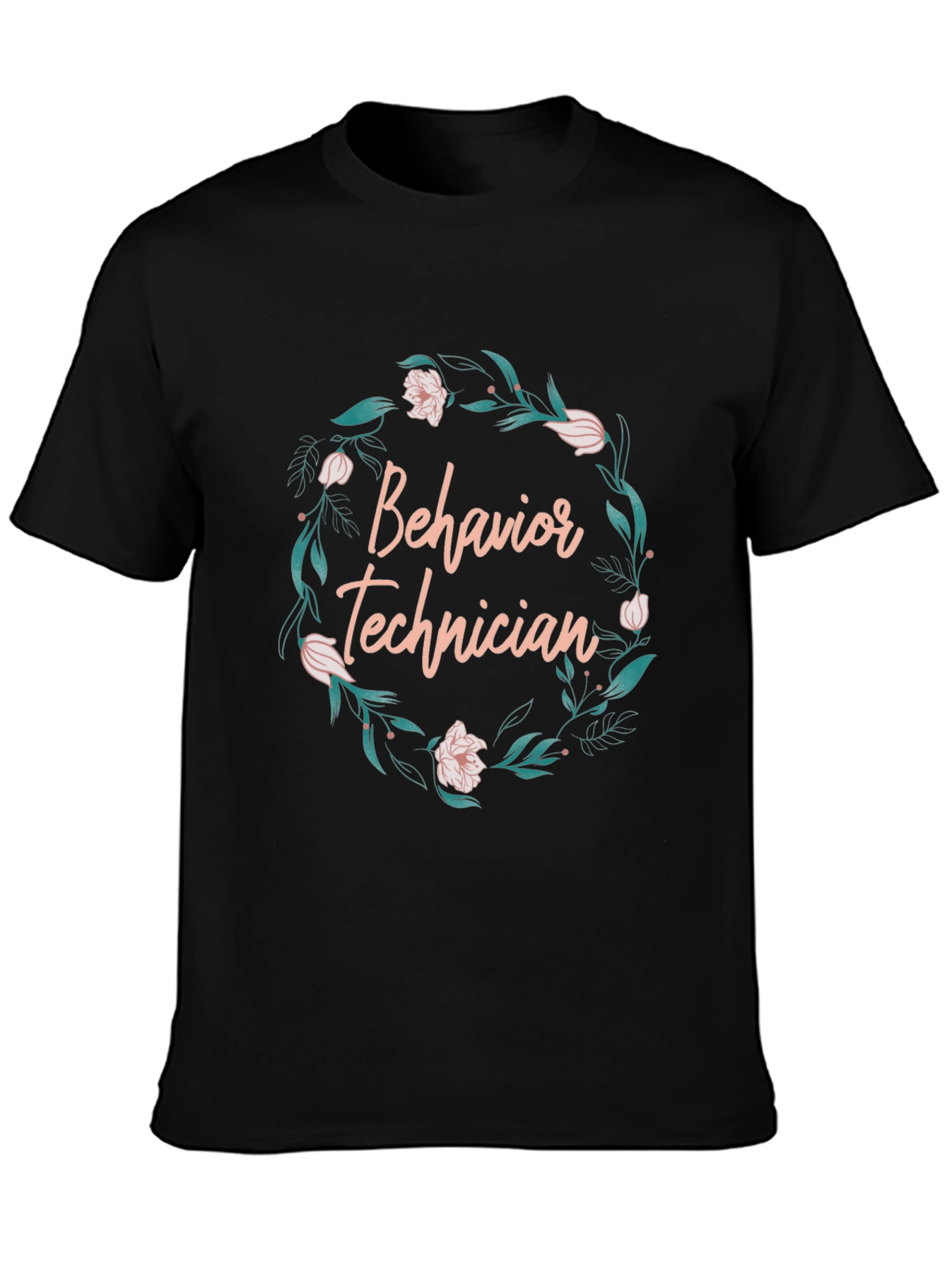 Black Behavior Technician Floral Graphic Tee view 3