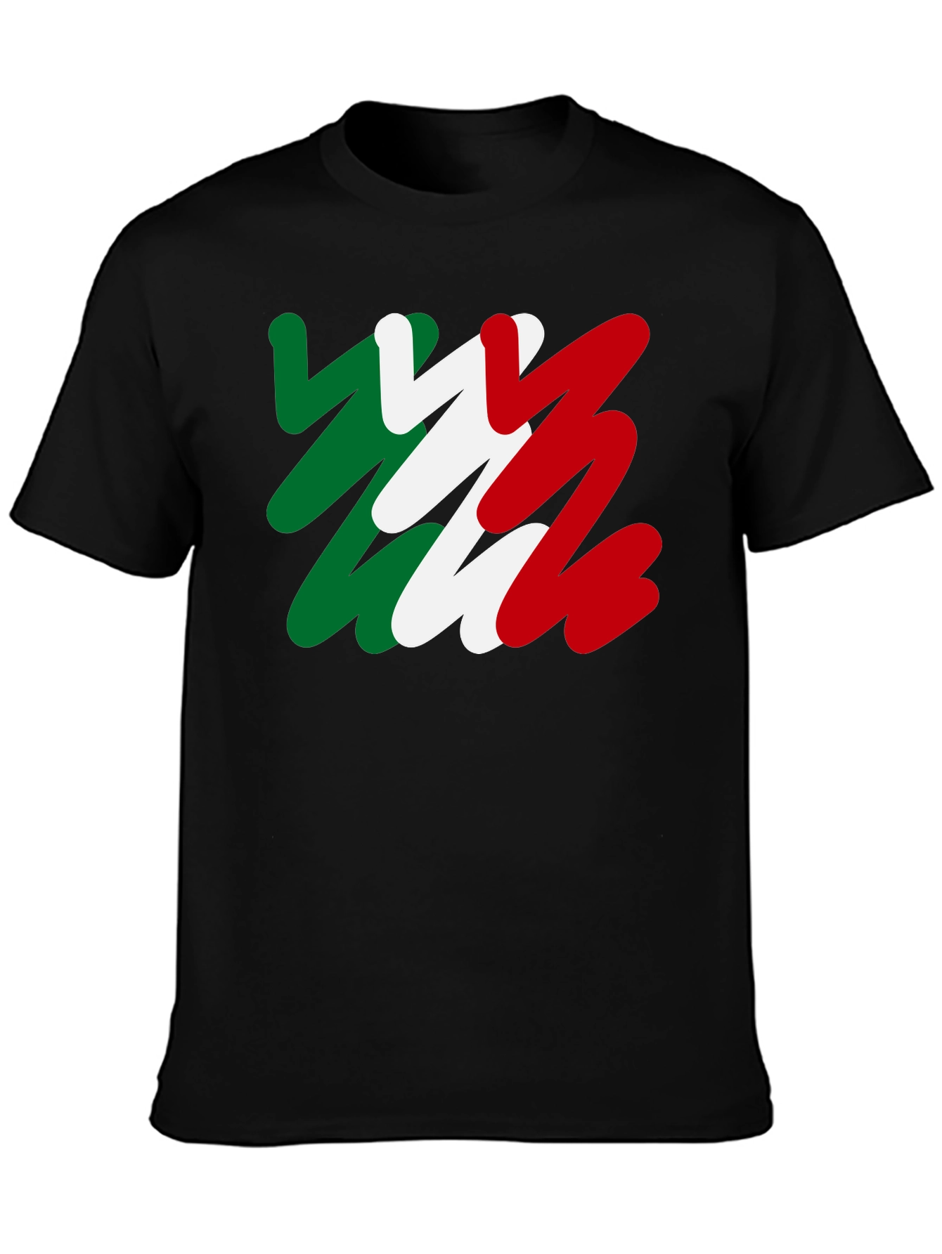 Black Italian Flag T-Shirt - Black Cotton Tee view 3