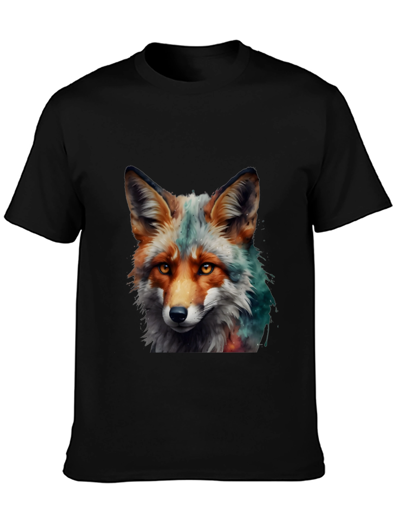 Black Fox Art Print Tee - Stylish Animal Graphic T-Shirt view 3