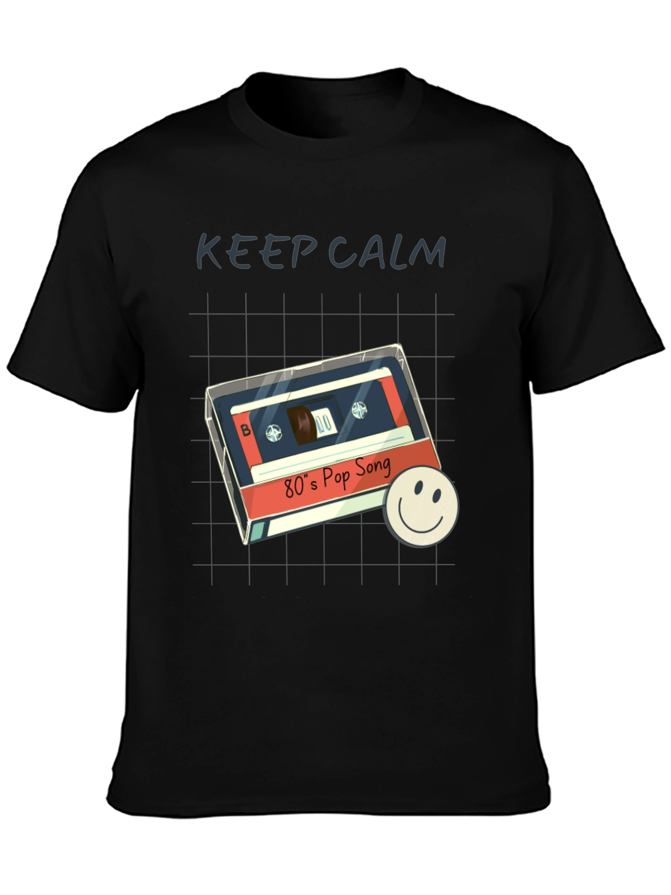 Black Retro 80's Pop Song T-Shirt - Keep Calm Style view 3