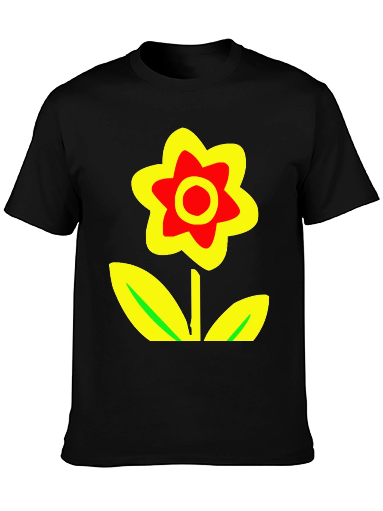 Black Bold Flower Graphic Tee - Black Cotton Blend view 3
