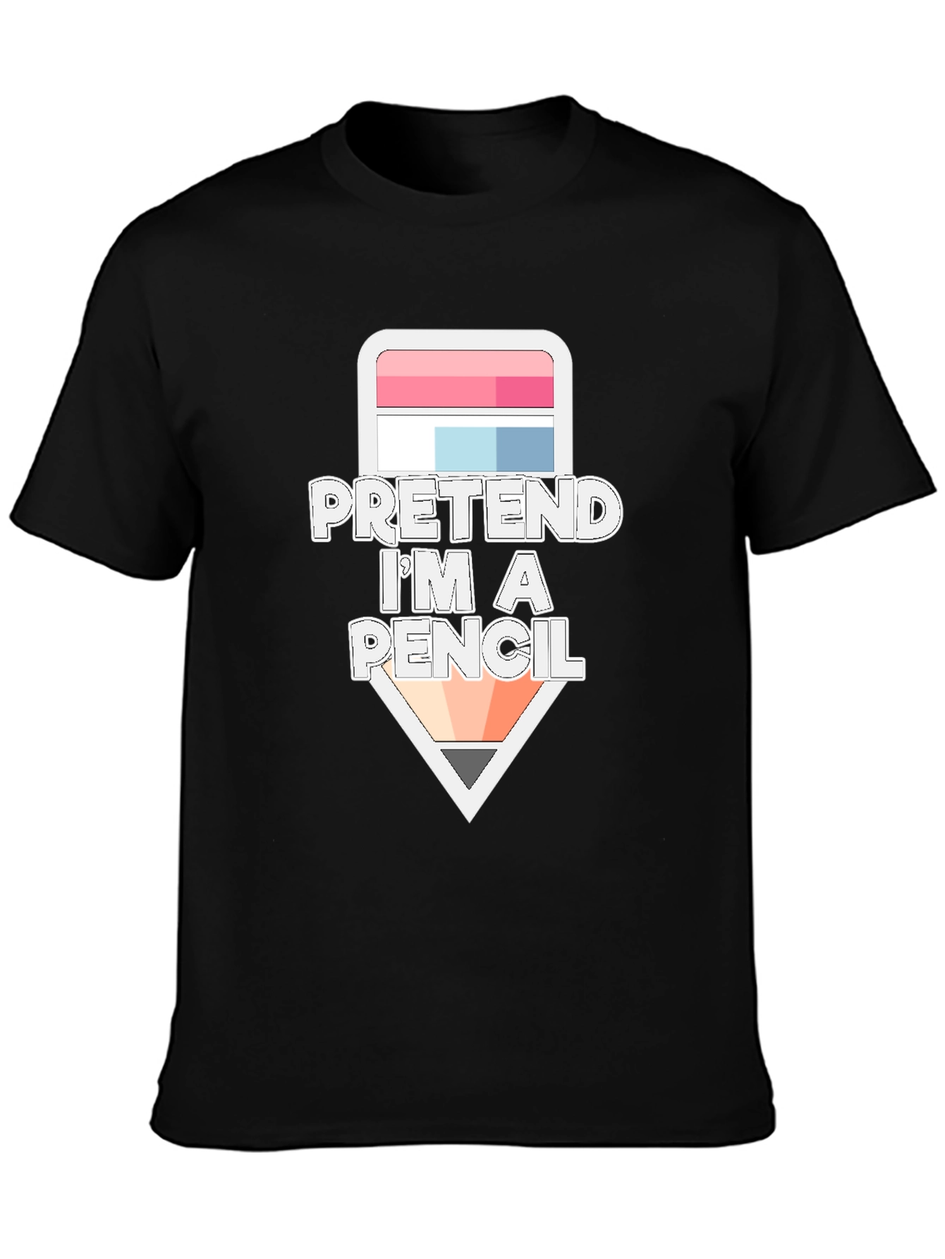 Black Pretend I'm a Pencil Funny Graphic T-Shirt view 3