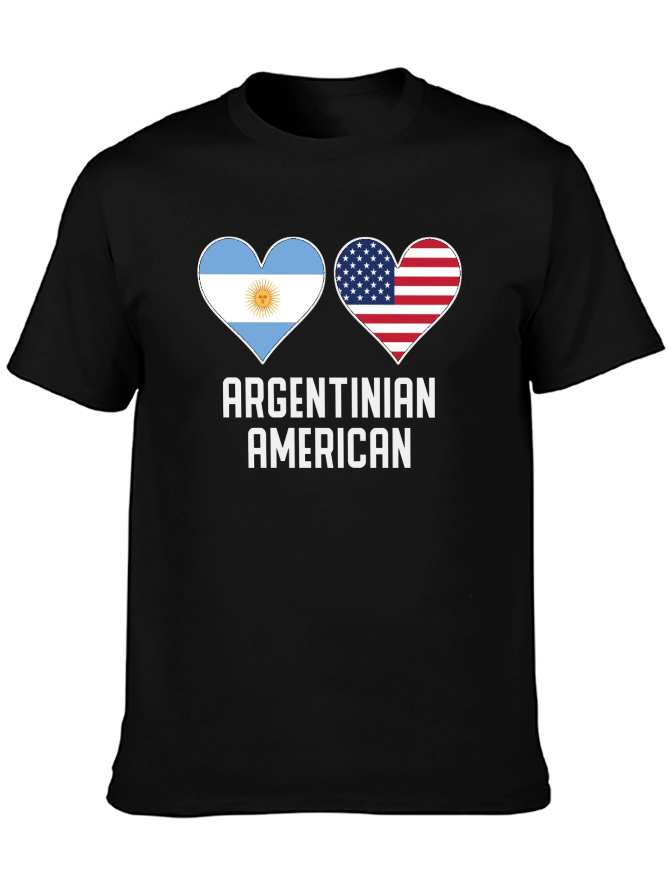 Argentinian American Flag Heart T-Shirt - 3