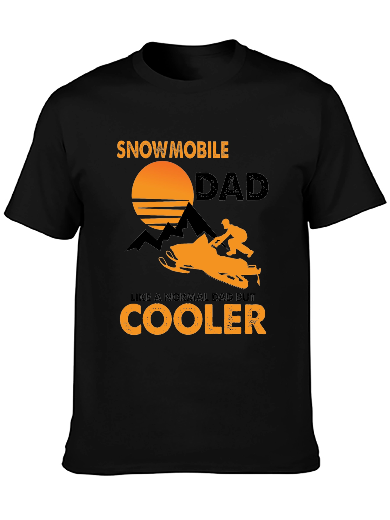 Black Snowmobile Dad T-Shirt - Cooler Than Normal view 3